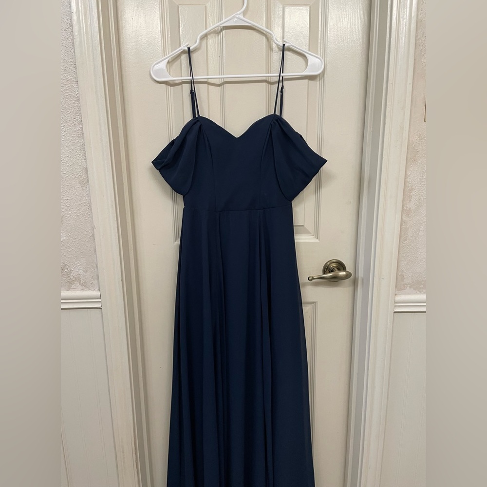 Navy blue floor length dress. Size 1